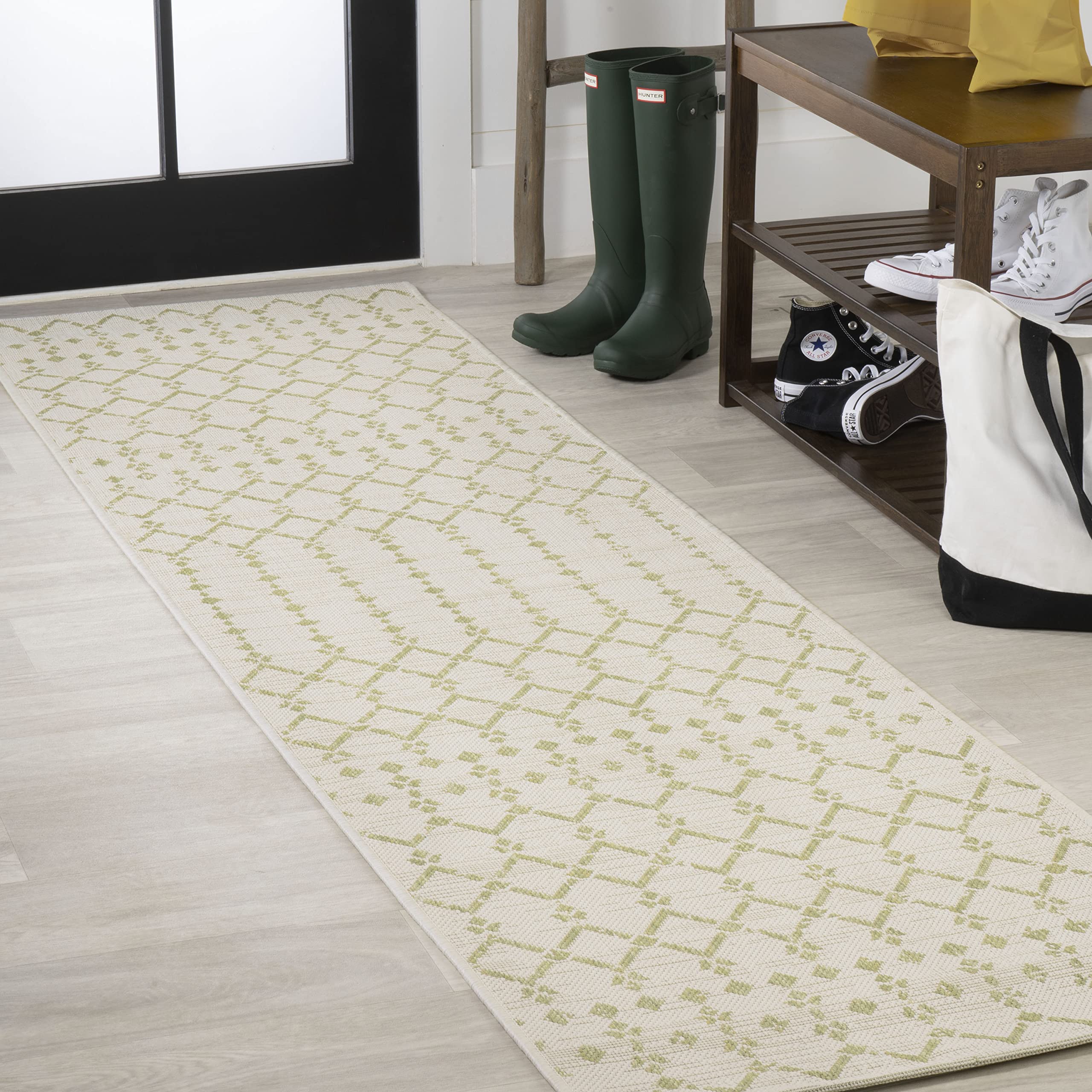 Jonathan Y Smb108M-210 Ourika Moroccan Geometric Textured Weave Indoor Outdoor Area-Rug, Bohemian Coastal Traditional Easy-Clean