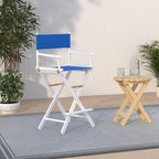 Casual Home Director'S Chair ,White Frame/Royal Blue Canvas,30" - Bar Height