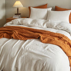 Se Softexly Muslin Duvet Cover California King Size, 100% Washed Cotton Duvet Cover Set, Ultra Soft Comforter Cover Linen Like,