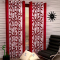 Fashion String Polyresin Long Window Curtain Set (Maroon, 5 Feet)  2 Pieces