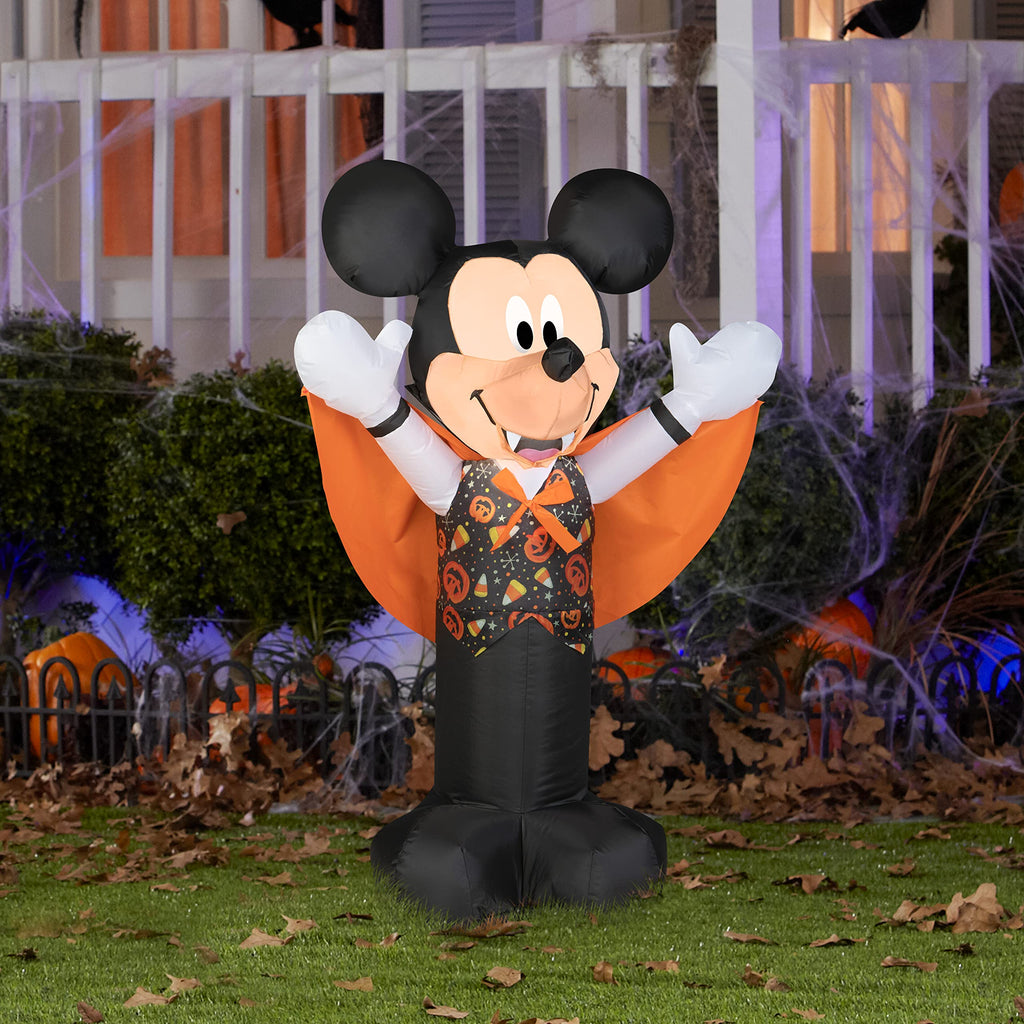 Gemmy Airblown Inflatable Mickey Mouse As Vampire, 3.5 Ft Tall, Black