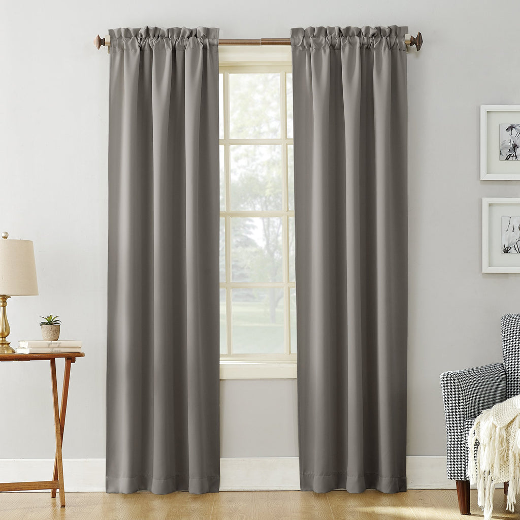 Sun Zero Easton Energy Saving Blackout Rod Pocket Curtain Panel, 40' X 84', Gray