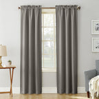 Sun Zero Easton Energy Saving Blackout Rod Pocket Curtain Panel, 40' X 63', Gray