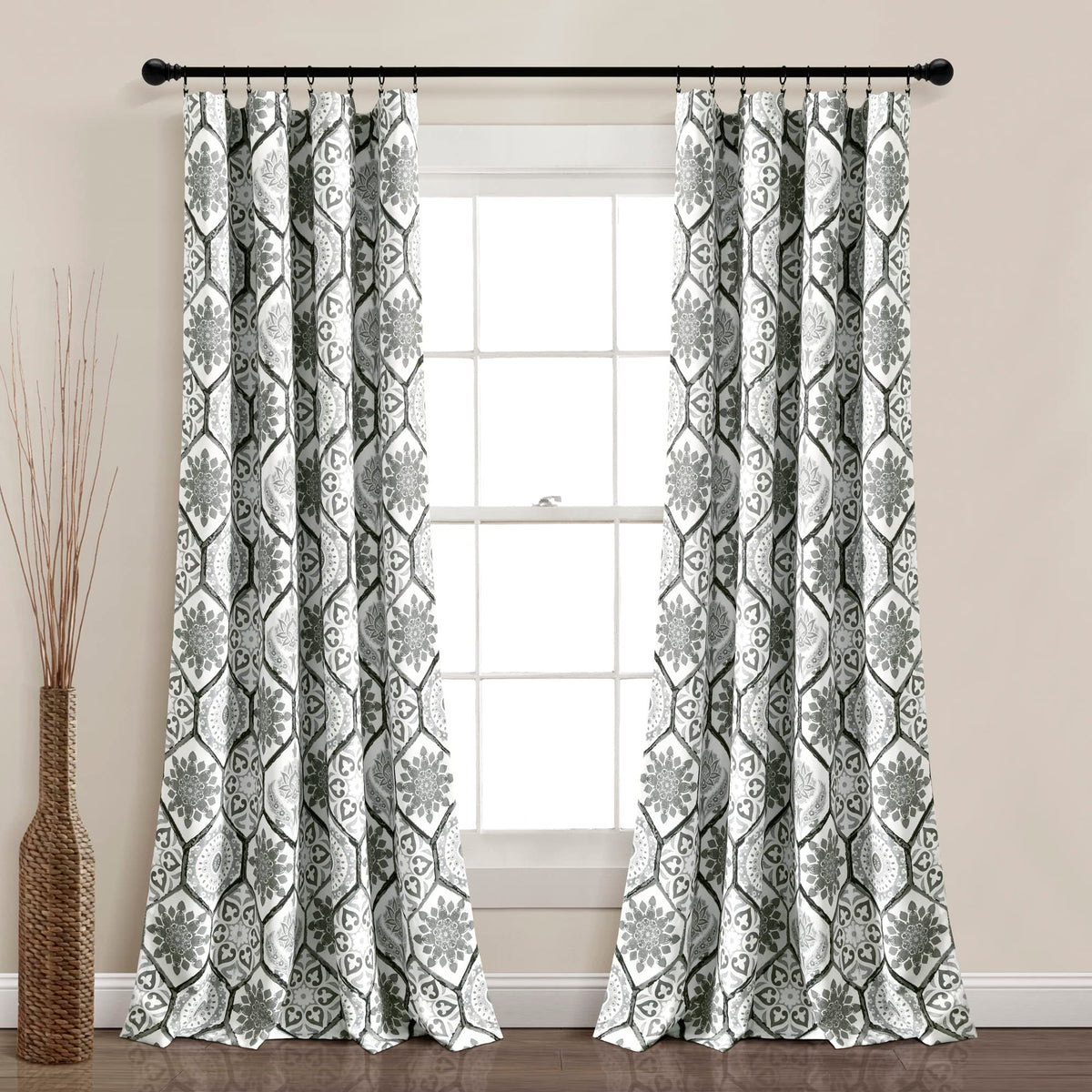 Lush Decor Marvel Light Filtering Window Curtain Panel Pair, 84 L x 52 W, Gray