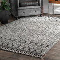 nuLOOM Vasiliki Moroccan Shag Tasseled Accent Rug, 4 Square, Grey