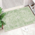 MUJOO Green Rug Washable Small Entryway Rug Boho Bathroom Rugs for Bedroom Non Slip Throw Carpet Sage Green Entry Area Rug for F