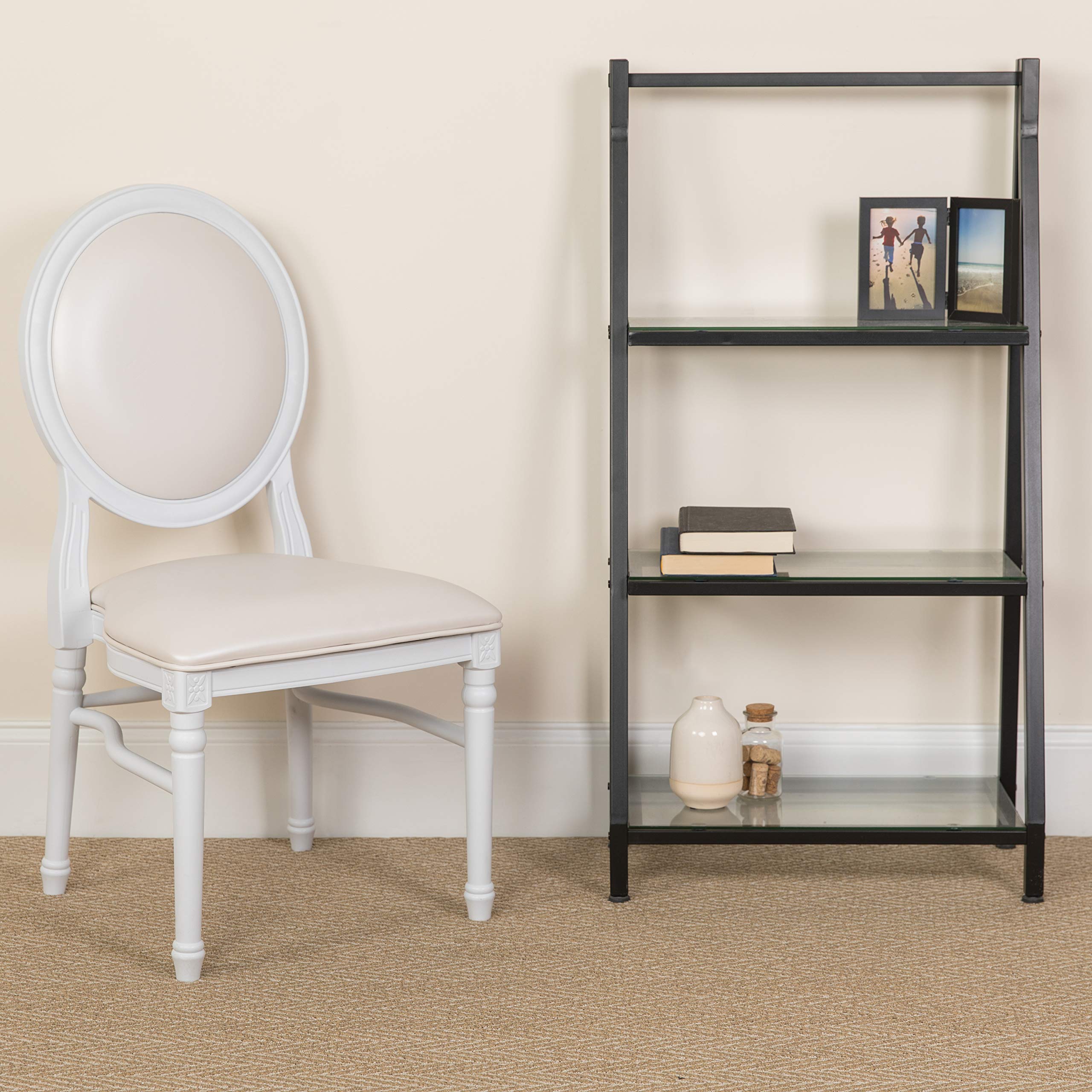 Flash Furniture Hercules Series 900 Lb. Capacity King Louis Chair With White Vinyl Back And Seat And White Frame
