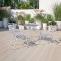 4 Pk. Aluminum Commercial Indoor-Outdoor Stack Chair with Triple Slat Back