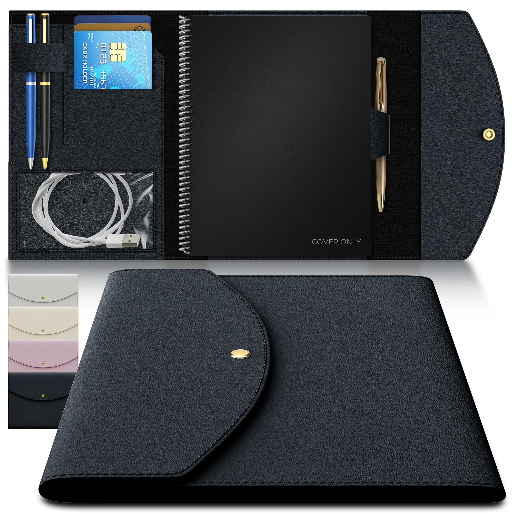 Slim Lightweight Organizer Cover For Rocketbook Accessories, Journal, Notebook - Letter Size A4 Fits 8.5X11 Book - Hobonichi Cou