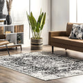 nuLOOM Jordana Vintage Distressed Medallion Area Rug, 8x10, Black and White