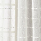 Lush Decor Farmhouse Textured Grommet Sheer Window Curtain Panel Pair, 38'W X 95'L, White