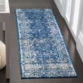 SAFAVIEH Evoke Collection 22 x 11 Navy/Ivory EVK270A Shabby Chic Distressed Non-Shedding Living Room Bedroom Runner Rug