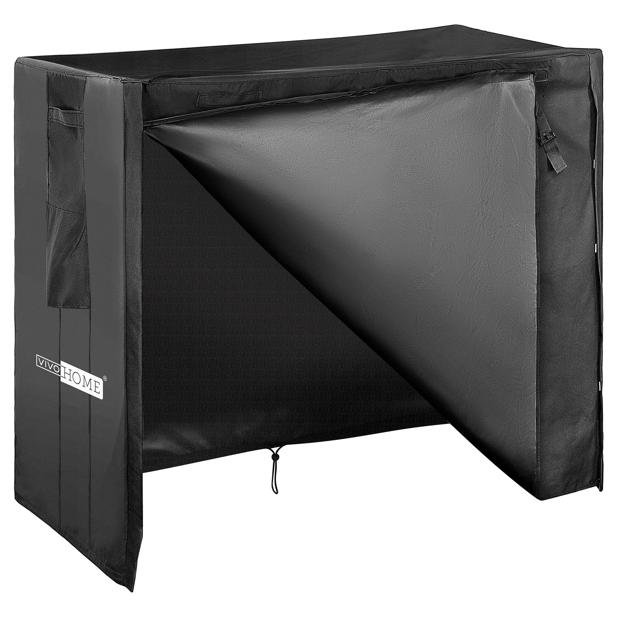 Vivohome 4Ft Waterproof Log Rack Cover, Heavy Duty 600D Oxford Outdoor Firewood Storage Cover With Zipper And Hook Loop Tape (Lo