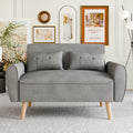 Vongrasig 47 Small Modern Loveseat Sofa, Mid Century Linen Fabric 2-Seat Sofa Couch Tufted Love Seat with Back Cushions and Tape