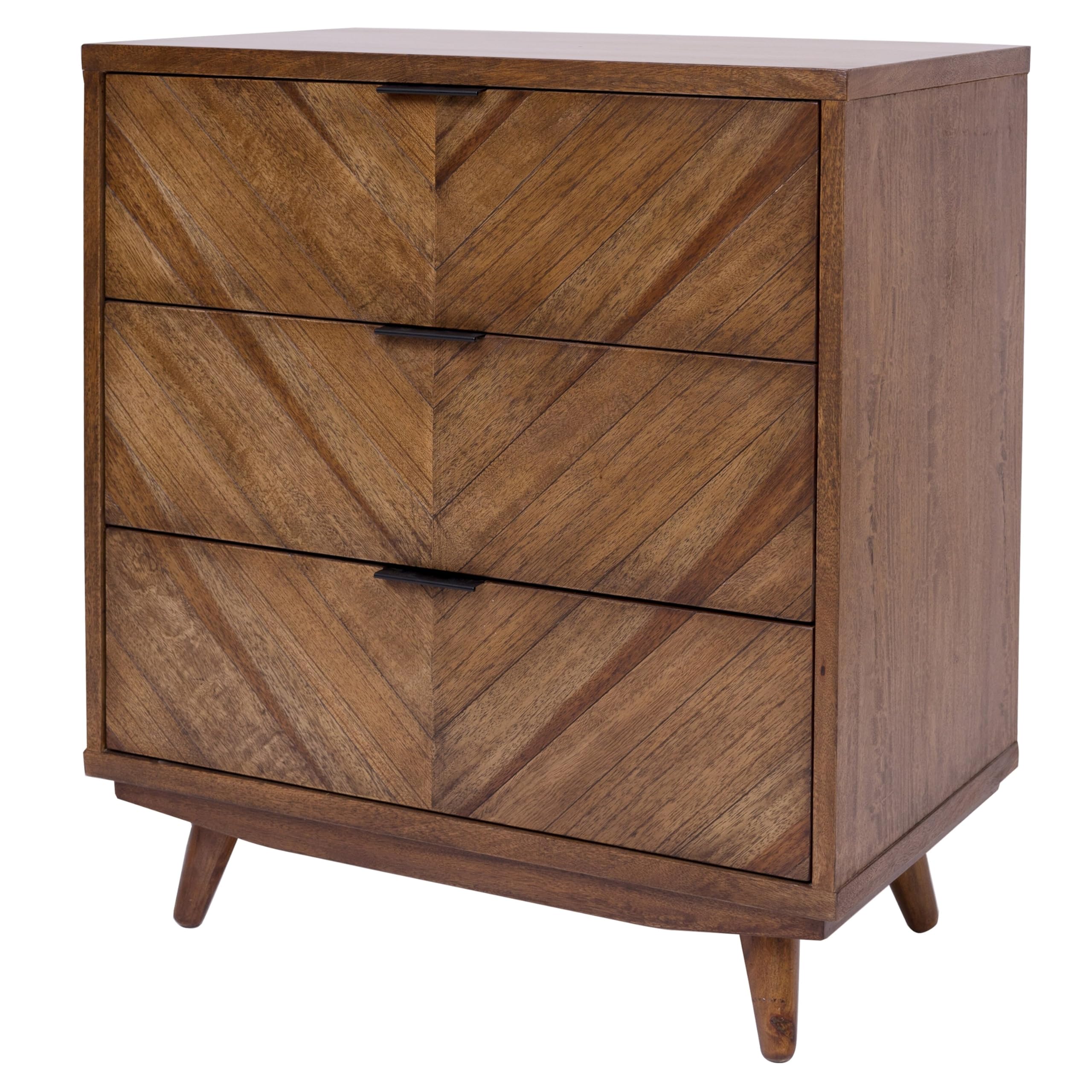 New Pacific Direct Piero Chevron 3 Drawers Standard Dresser/Chest, One Size, Brown