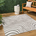 JONATHAN Y SCN103B-9SQ Maribo High-Low Abstract Groovy Striped Gray/Ivory 9 Square Indoor/Outdoor Area Rug, Pet Friendly, Non-S
