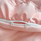 Moowoo Chic Ruffle Lace Polyester Duvet Cover Set -Girl Pink Bedding-3 Piece Queen Duvet Cover With Zipper Closure -Ultra Soft A