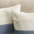 Zeemart 2 Packs Cotton Boho Throw Pillow Covers 20X20 Inch Contrast Blue, Soft Farmhouse Decorative Couch Pillow Cases Blue Cushion Covers For Sofa Bed Living Room Home Decor