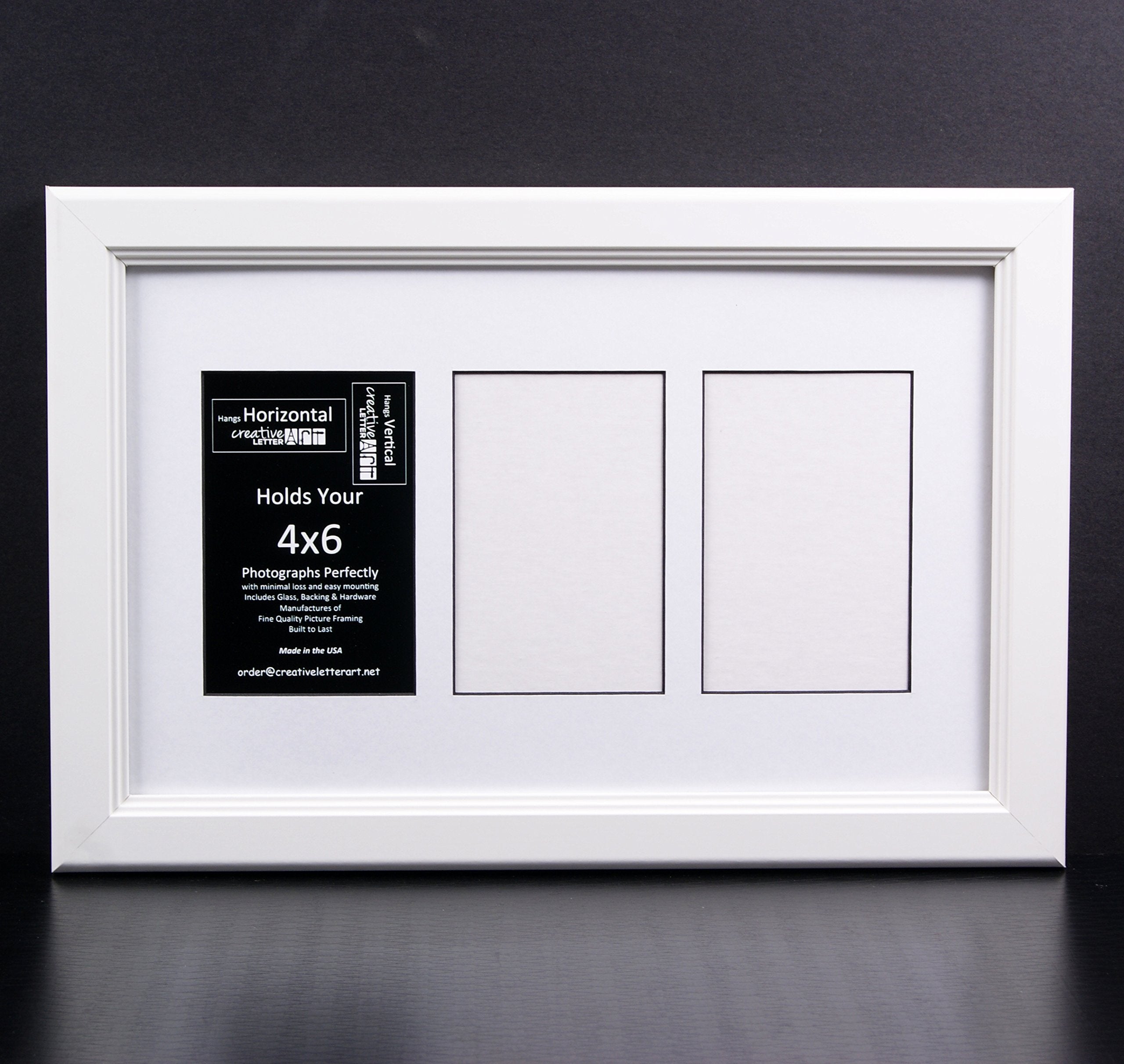 Creative Letter Art 4    x 6    Multiple Opening Picture Frame Collage with 3 holes, Cottage White Frame with 10 x 16-inch White