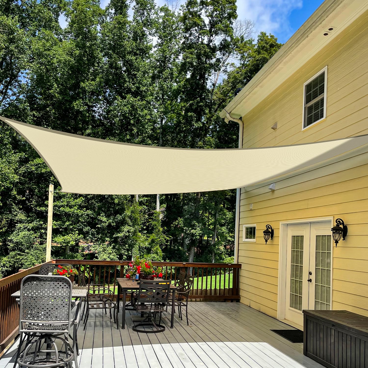 Tang Sunshades Depot Beige 7' X 24' Sun Shade Sail Rectangle Canopy Shade Cover Uv Block For Backyard Pergola Porch Deck Garden