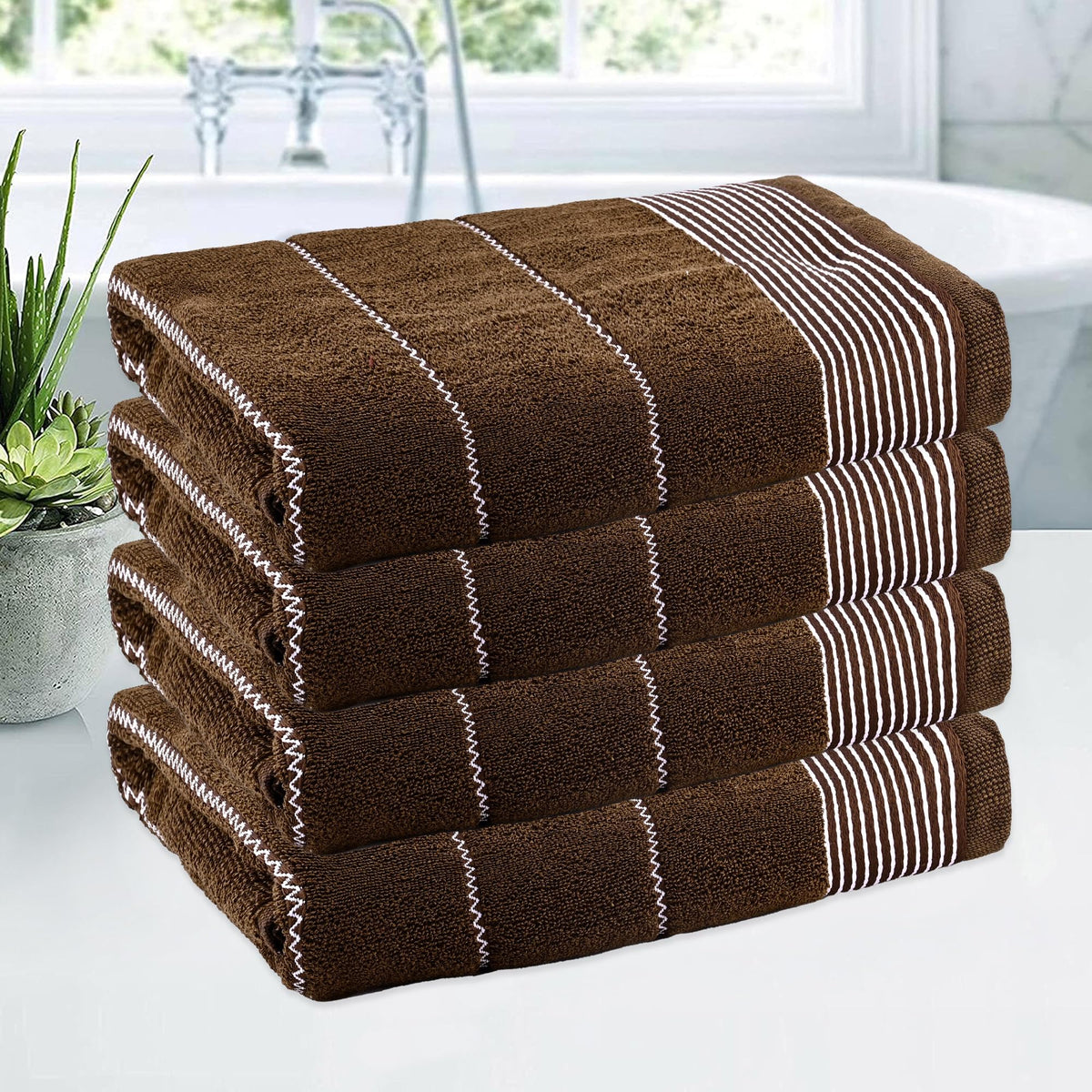 Urbane Home Pack of 4 Soft Blend Cotton Bathing Towel for Men/Women | 450 GSM Fade/Wrinkle Resistant Towels for Bath | 30x60 Inc