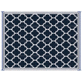 Outsunny Reversible Outdoor Rug, 9' X 12' Waterproof Plastic Straw Floor Mat, Portable Rv Camping Carpet, Large Floor Mat For Backyard, Deck, Picnic, Beach, Blue & White