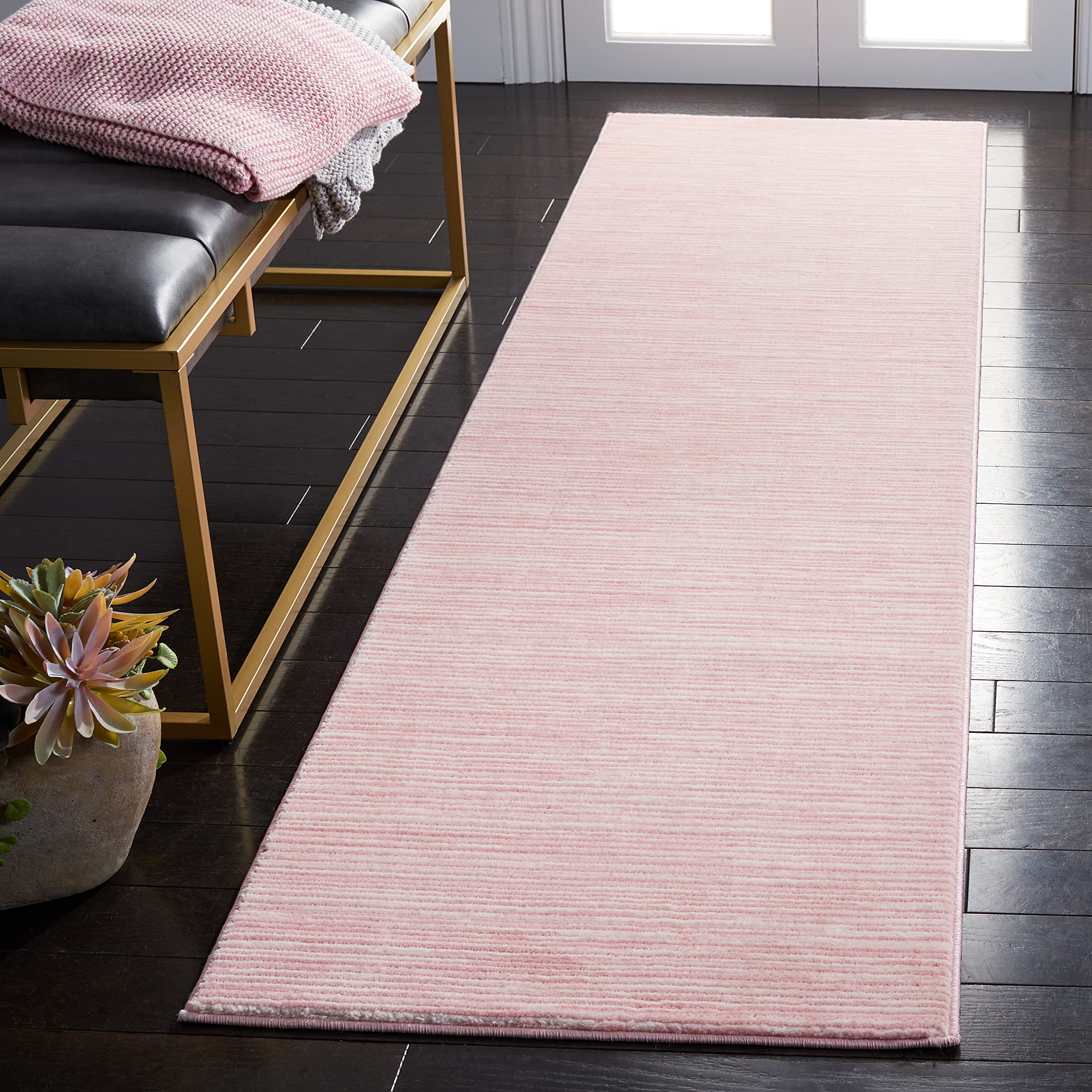 SAFAVIEH Vision Collection Runner Rug - 22 x 14, Pink, Modern Ombre Tonal Chic Design, Non-Shedding & Easy Care, Ideal for Hig