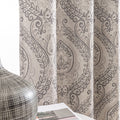 jinchan Linen Textured Curtains for Living Room Darkening 63 Inch Length, Medallion Drapes for Bedroom, Damask Pattern Window Tr