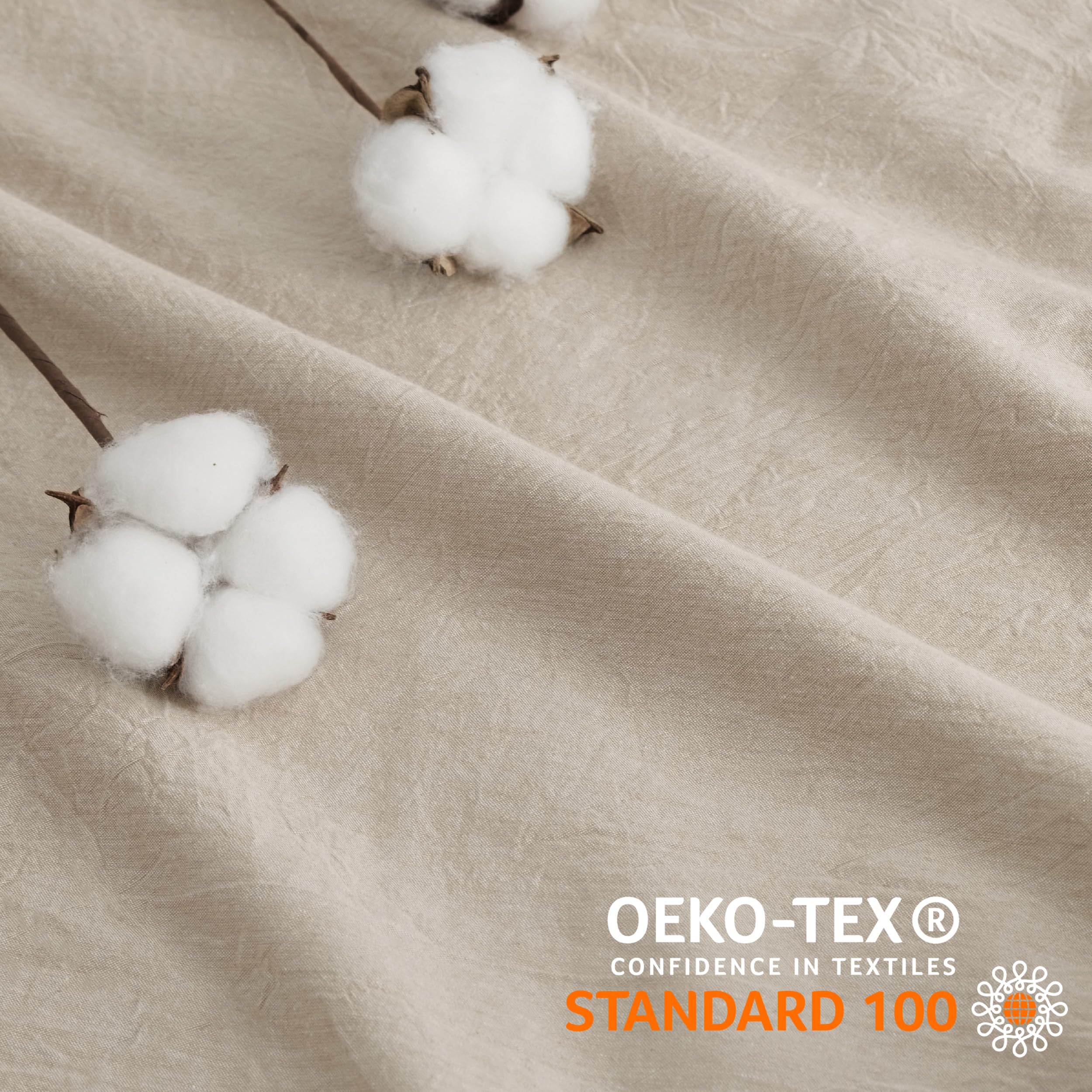 Bedsure 100% Washed Cotton Duvet Cover King Size - Beige Minimalist Cotton Duvet Cover Set Linen Like - 3 Pieces Gentlesoft™ Plain Simple Bedding Set With 2 Pillow Shams (Beige, King, 104'X90')