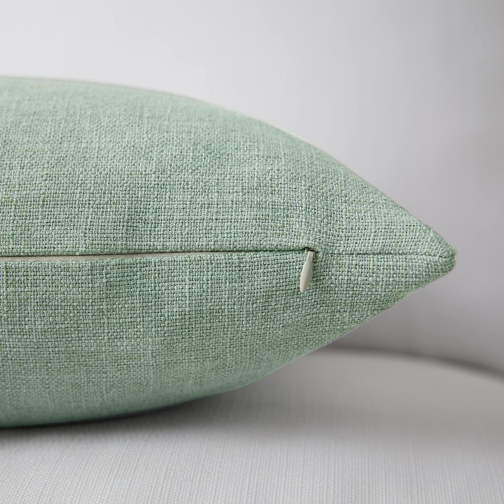 Meekio Set Of 2 Sage Green Pillow Covers 12 X 20 Inch Farmhouse Boho Decorative Throw Pillow Covers Linen Cushion Covers For Sofa Couch D?or