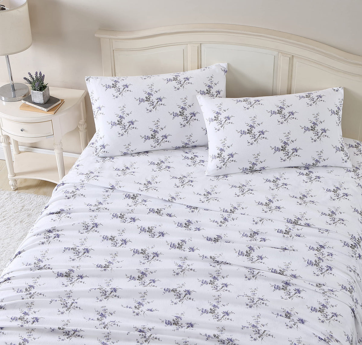 Laura Ashley Home - Twin Sheets, Cotton Flannel Bedding Set, Brushed For Extra Softness & Comfort (Jessika, 3 Pcs, Twin)