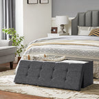 Songmics Mazie Collection - 43 Inches Storage Ottoman, Foldable Storage Bench With Flipping Lid, 660 Lb Load Capacity, For Entryway, Living Room, Bedroom, Dark Gray Ulsf76Gyz