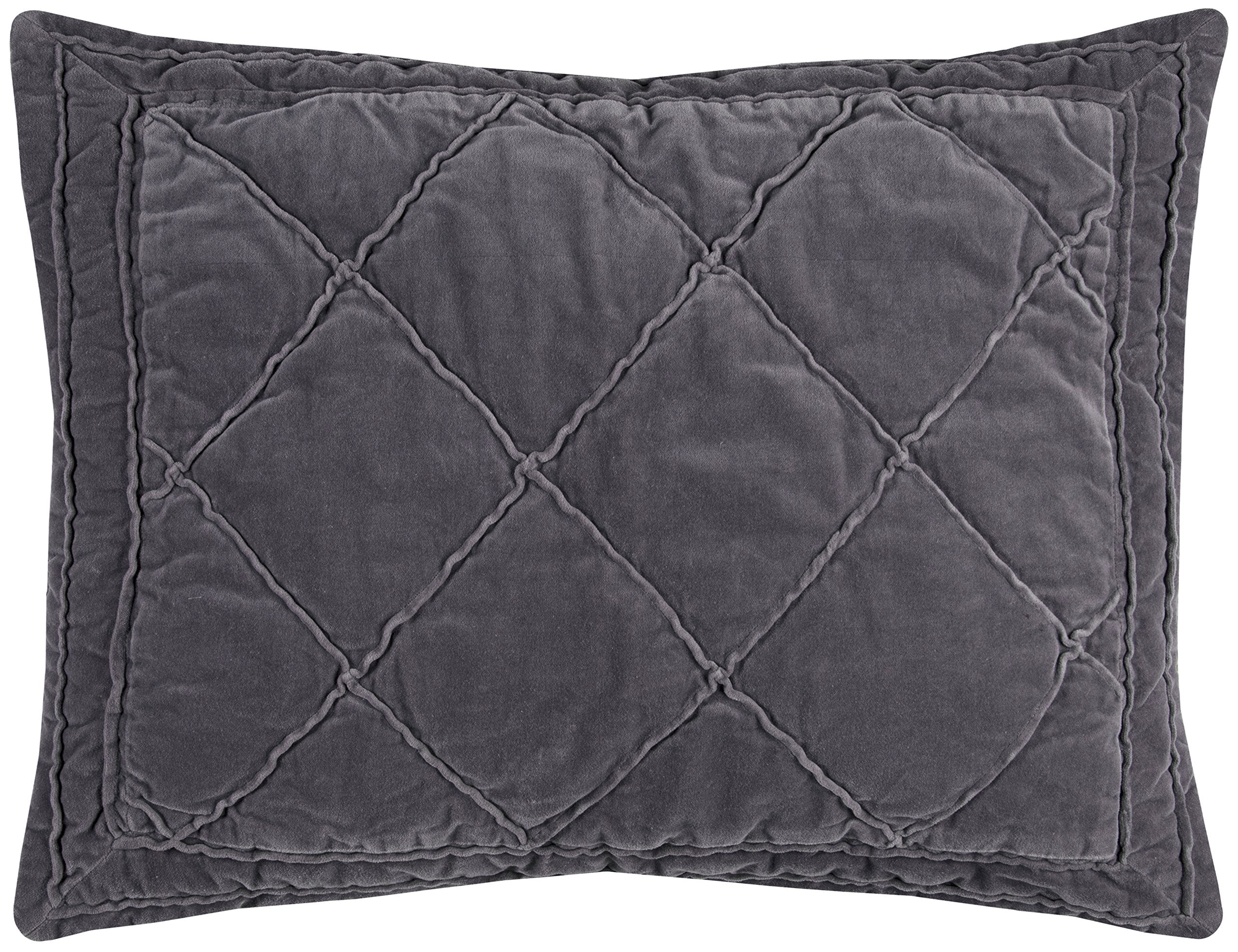 Rizzy Home | BQ4192 | Standard Sham | 20"x26" Gray/Black/Nuetral Solid