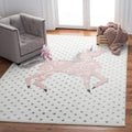 SAFAVIEH Carousel Kids Collection Area Rug - 67 x 9, Ivory Grey & Pink, Non-Shedding & Easy Care, Ideal for High Traffic Areas