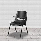 Flash Furniture Black Ergonomic Shell Chair with Left Handed Flip-Up Tablet Arm