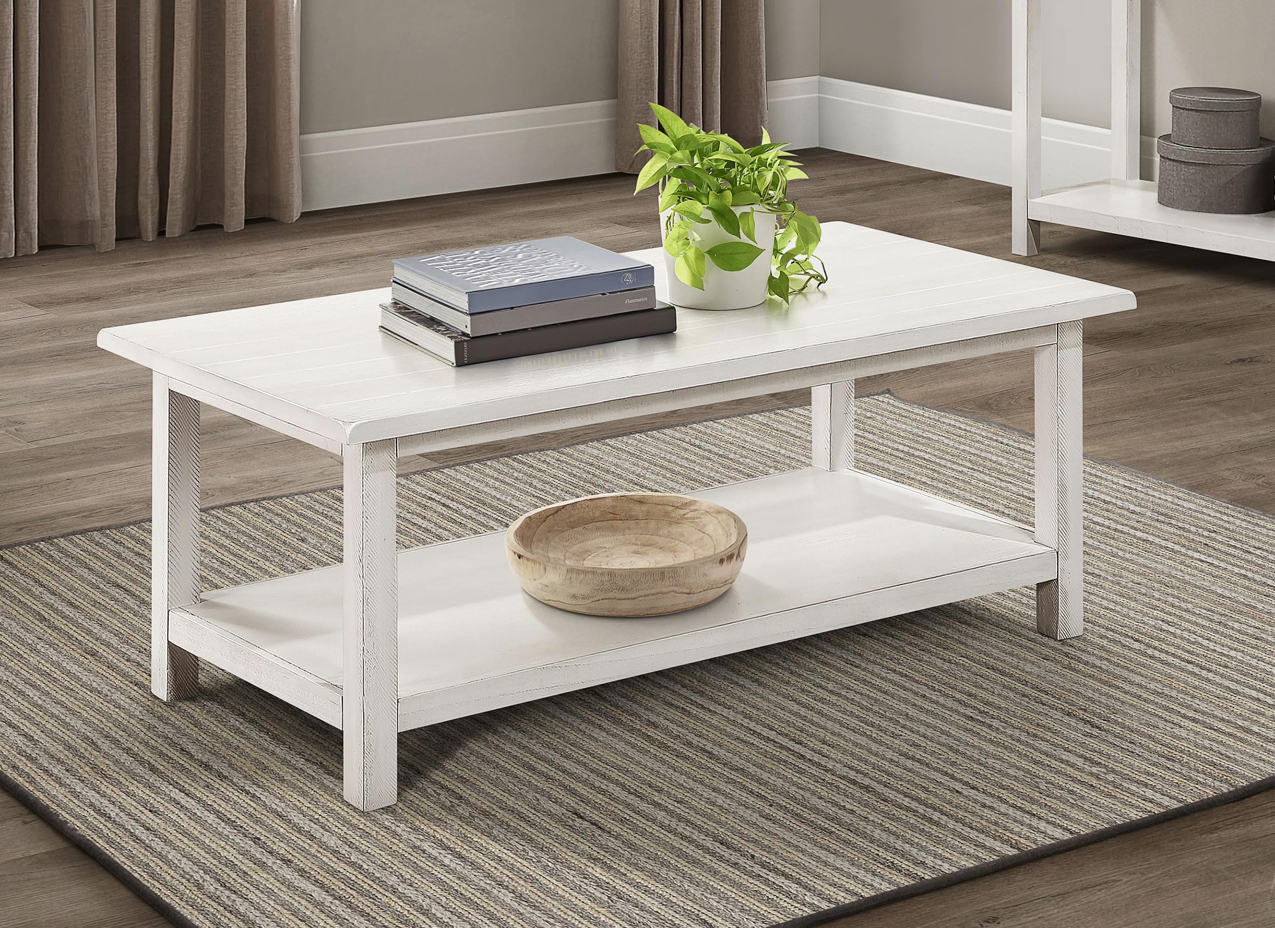 Coaster Home Furnishings Payne Wood Coffee Table with Shelf White