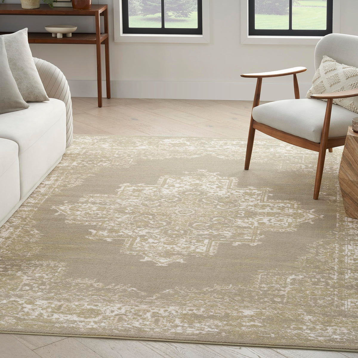 Nourison Grafix Traditional Olive 7'10' X 9'10' Area Rug, Easy Cleaning, Non Shedding, Bed Room, Living Room, Dining Room, Kit