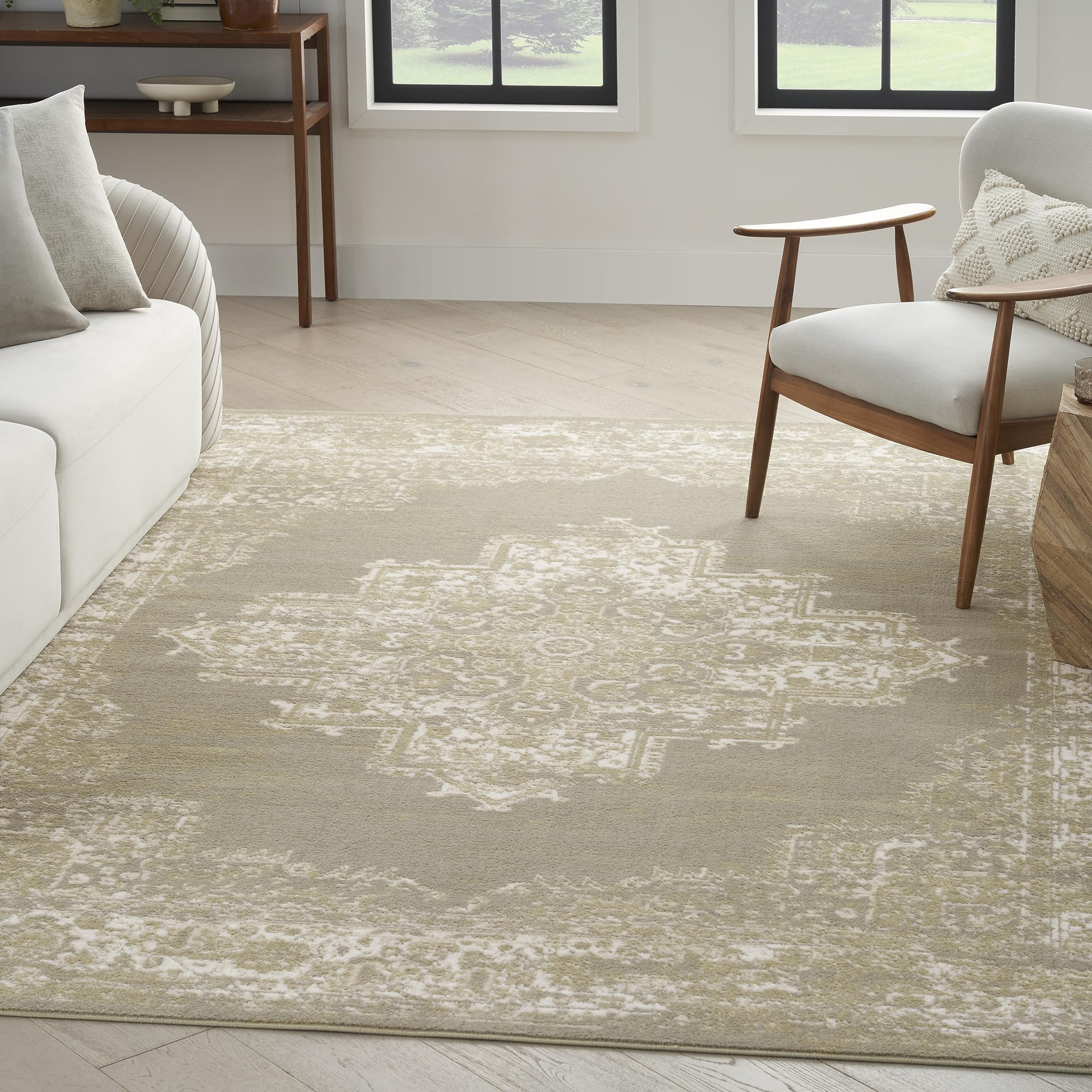 Nourison Grafix Traditional Olive 7'10' X 9'10' Area Rug, Easy Cleaning, Non Shedding, Bed Room, Living Room, Dining Room, Kit