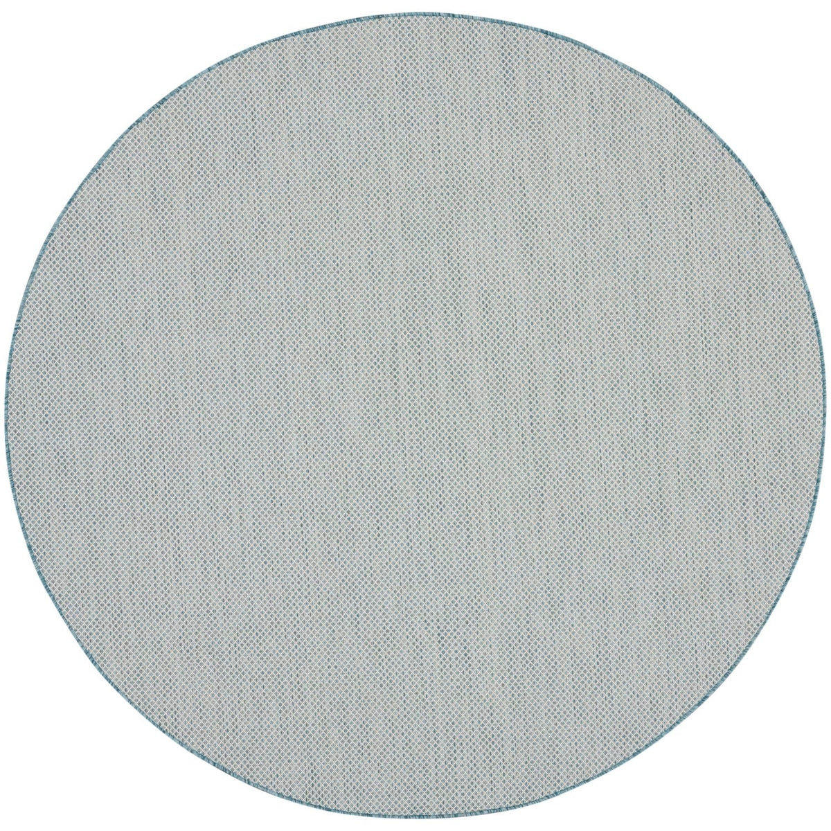 Nourison Courtyard Indoor/Outdoor Ivory/Aqua 6' X Round Area Rug, Easy Cleaning, Non Shedding, Bed Room, Living Room, Dining Roo