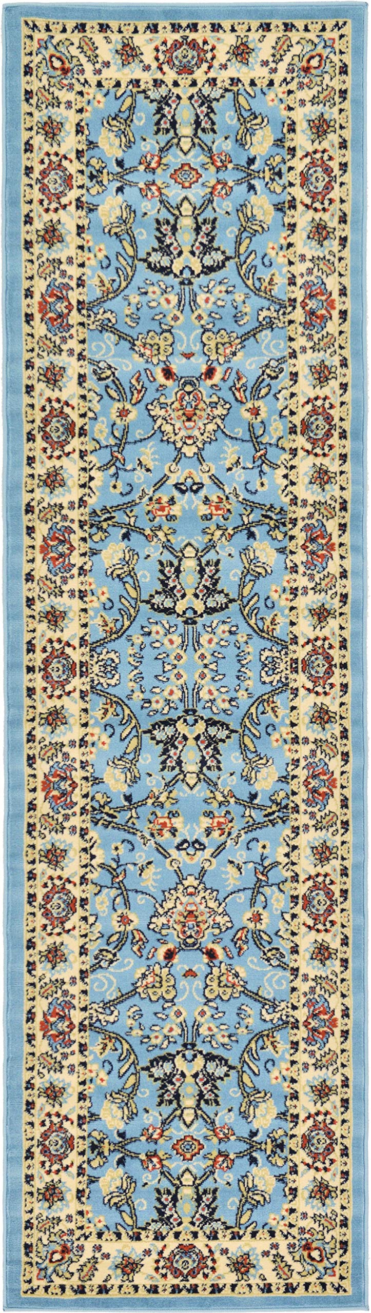 Unique Loom Sialk Hill Collection Area Rug - Washington (2 7 x 10 Runner Light Blue/Navy Blue)