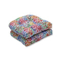 Pillow Perfect Abstract Indoor/Outdoor Tufted Wicker Seat Cushion, 2 Count, 19' X 19', Blue Make It Rain Zinnia