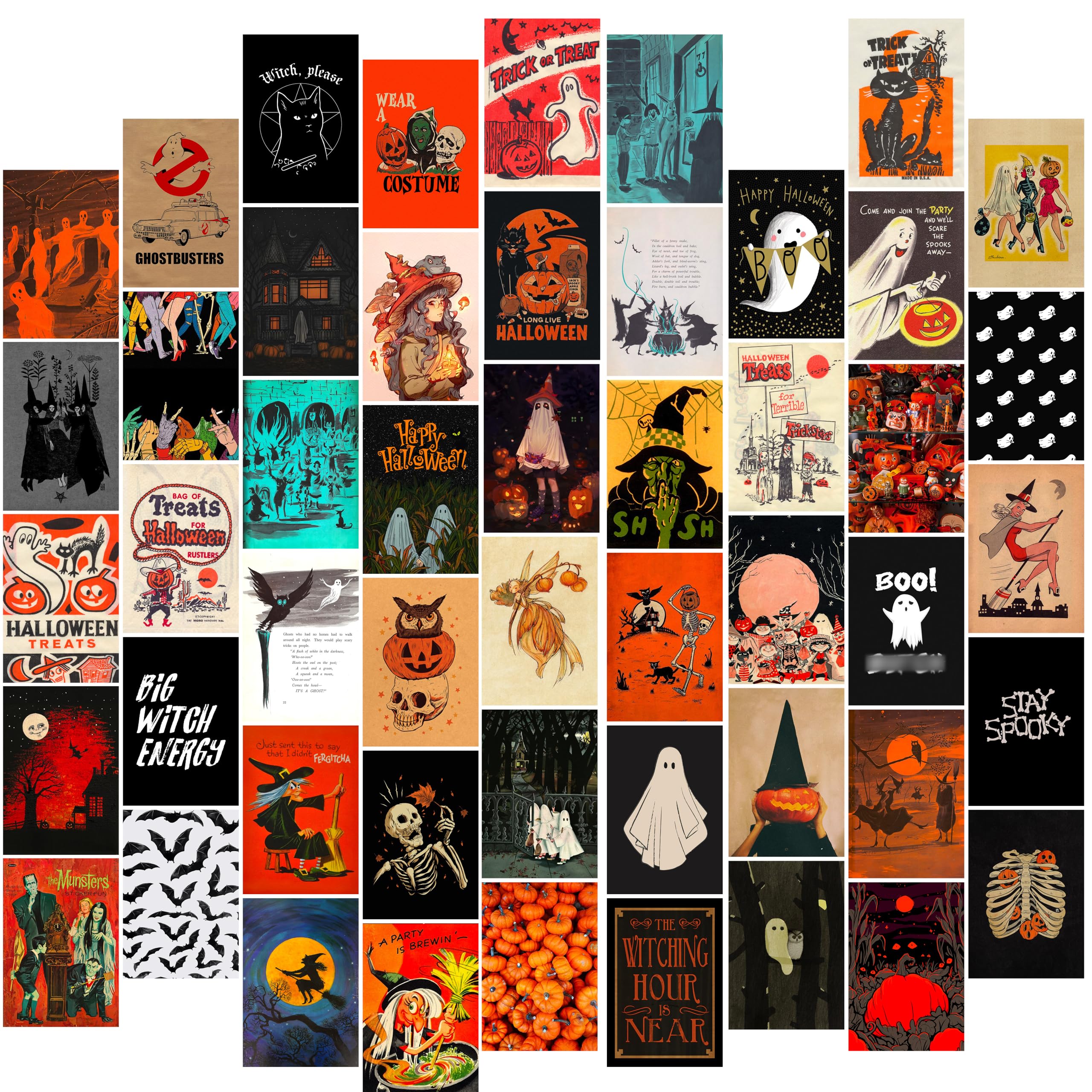 Waschbr Halloween Wall Collage Kit Aesthetic Pictures - Halloween Room Decor, Halloween Poster for Teen Girls, Witchy Room Decor