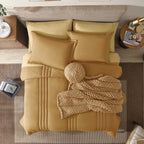 Monbix Queen Comforter Set - 7 Pieces Desert Yellow Bed in a Bag Down Alternative Polyester