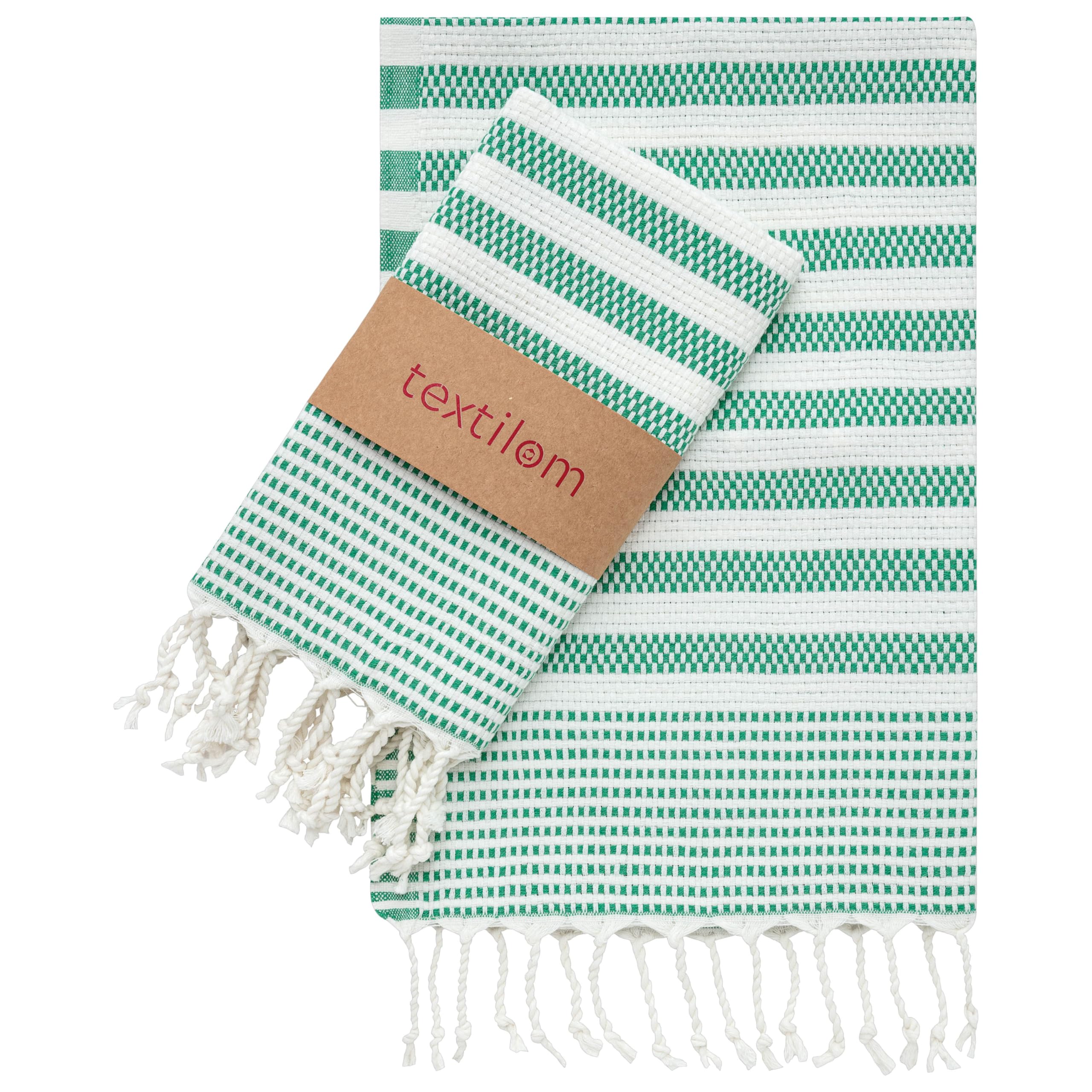 TEXTILOM Turkish Hand Towels for Bathroom Set of 2, Hotel and Spa Quality & Soft & Absorbent & Quick Dry Bathroom Hand Towels, 1