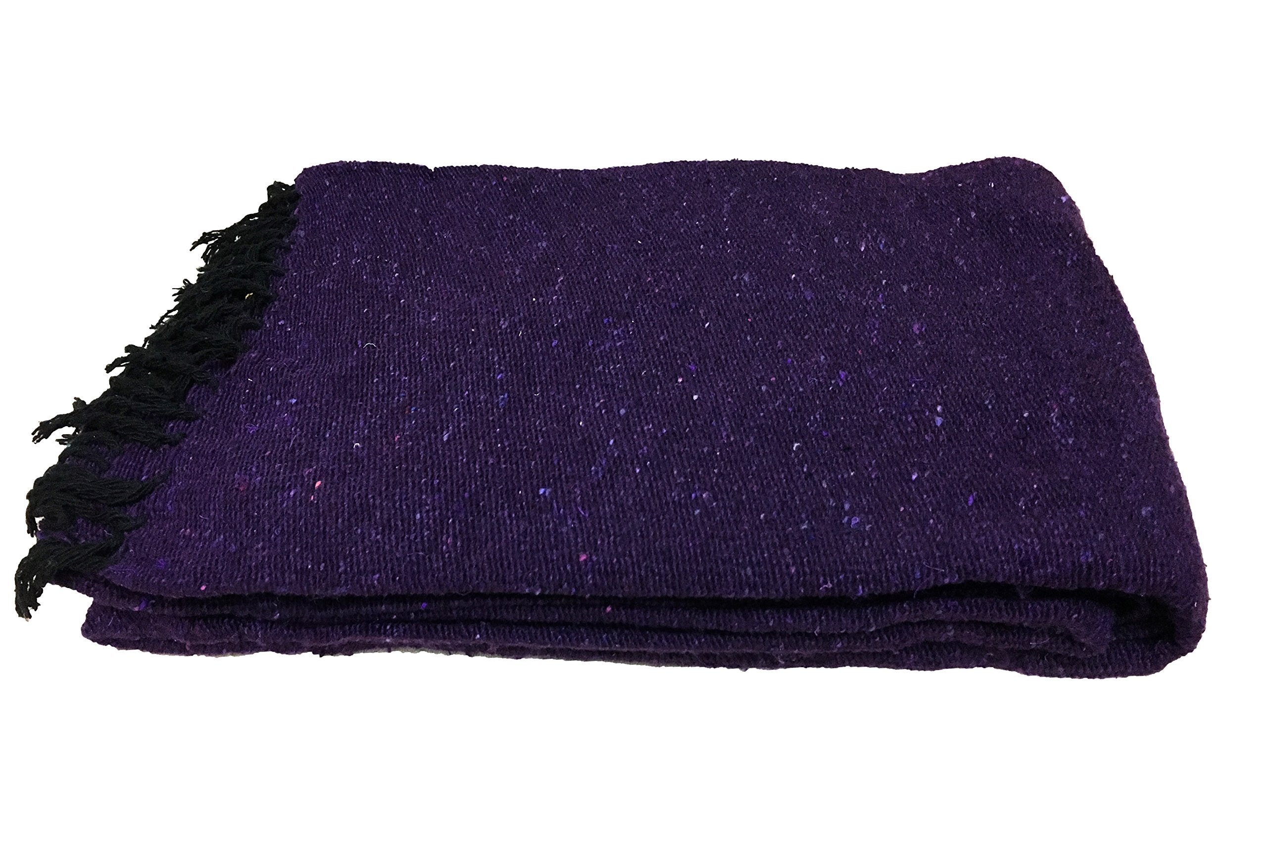 Open Road Goods Handmade Solid Color Yoga Blanket - Thick Mexican Blanket or Throw - Made for Yoga! (Purple Blanket)
