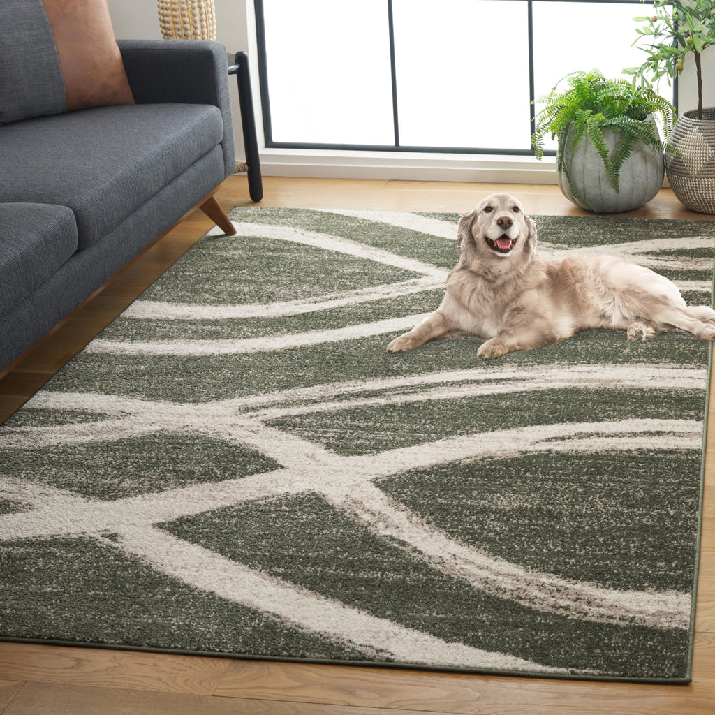 Safavieh Adirondack Collection Area Rug - 8' X 10', Dark Green & Ivory, Contemporary Design, Stain Resistant, Ideal For High Tra