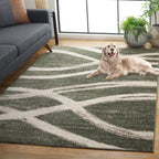 Safavieh Adirondack Collection Area Rug - 8' X 10', Dark Green & Ivory, Contemporary Design, Stain Resistant, Ideal For High Tra