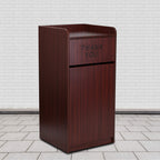Flash Furniture Sony Laminate Wood Commercial-Grade Trash Receptacle with Tray Top, Wooden Restaurant Trash Can Garbage Receptacle, Mahogany