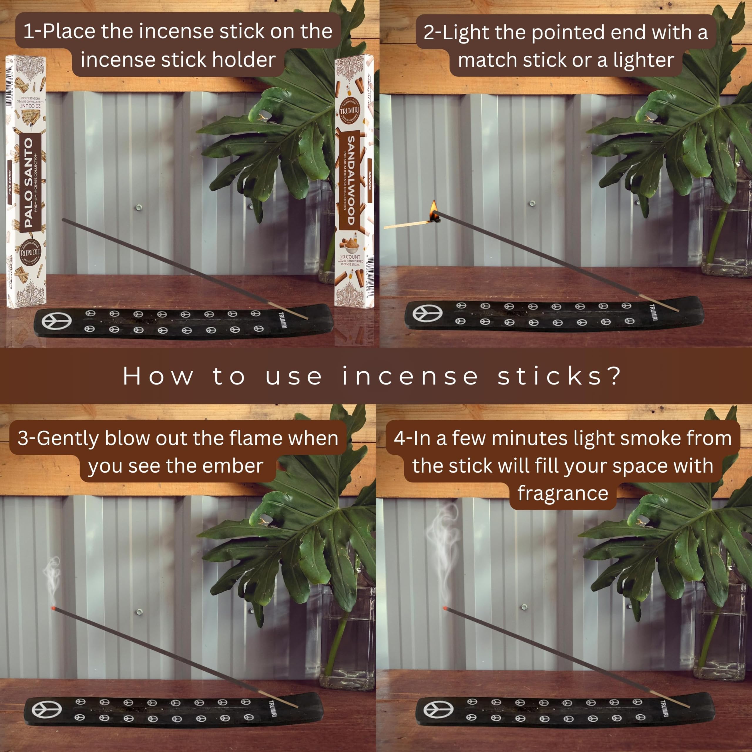 Trumiri Incense Sticks - Combo Pack Of 40 Insence-Sticks - 20 Palo Santo + 20 Sandalwood - Insenses - Insents - Incents - Inscen