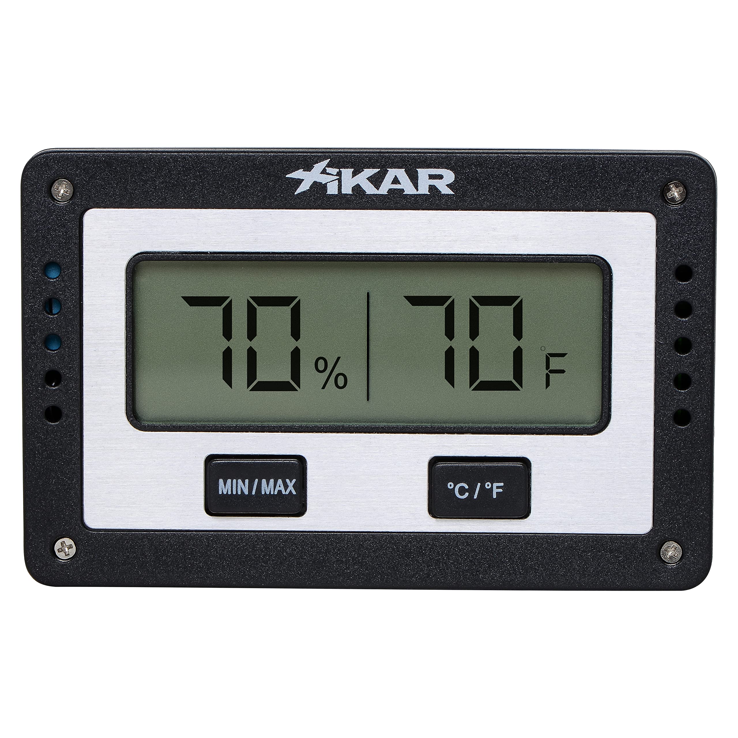 Xikar Purotemp Rectangular Digital Hygrometer, Compact And Lightweight Cigar Humidor Accessory, Easy To Calibrate, Black
